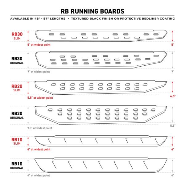 Go Rhino RB30 Slim Line Running Boards 80in. - Bedliner Coating (Boards ONLY Req. Mounting Brackets) Discount