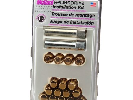 McGard SplineDrive Tuner 4 Lug Install Kit w Locks & Tool (Cone) M12x1.5   13 16 Hex - Gold (CS) on Sale