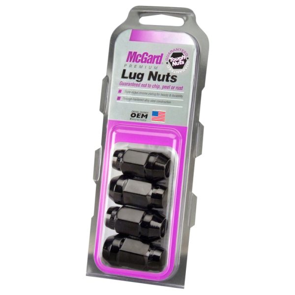 McGard Hex Lug Nut (Cone Seat Bulge Style) M14X1.5   22mm Hex   1.945in. Length (4-Pack) - Black Supply