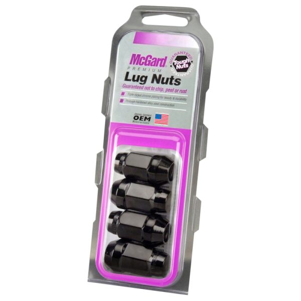 McGard Hex Lug Nut (Cone Seat Bulge Style) 1 2-20   3 4 Hex   1.45in. Length (4-pack) - Black Hot on Sale