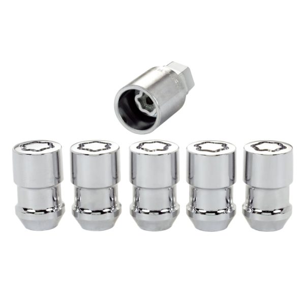 McGard Wheel Lock Nut Set - 5pk. (Cone Seat) 1 2-20   3 4 &13 16 Dual Hex   1.46in. Length - Chrome Fashion