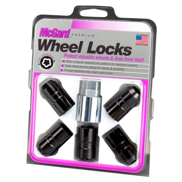 McGard Wheel Lock Nut Set - 5pk. (Cone Seat) M14X1.5   22mm Hex   1.639in OAL - Black Supply