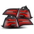 AlphaRex 17-22 Tesla Model 3 PRO-Series LED Tail Lights Red Smoke w Seq Sig Fashion