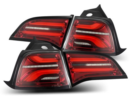 AlphaRex 17-22 Tesla Model 3 PRO-Series LED Tail Lights Red Smoke w Seq Sig Fashion