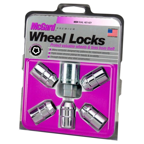 McGard Wheel Lock Nut Set - 5pk. (Cone Seat) 1 2-20   3 4 &13 16 Dual Hex   1.46in. Length - Chrome Fashion