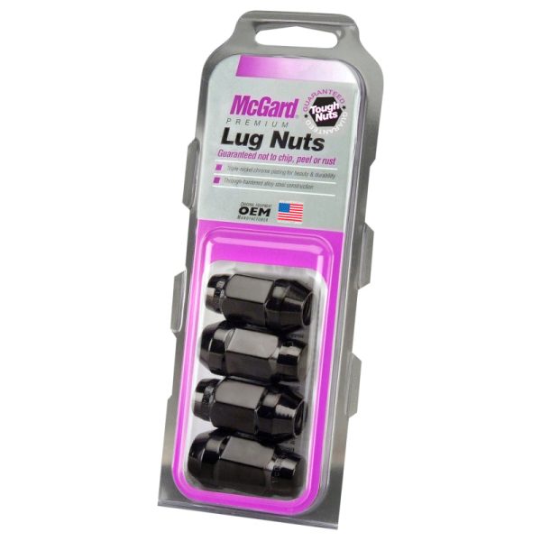 McGard Hex Lug Nut (Cone Seat Bulge Style) M14X1.5   22mm Hex   1.635in. Length (4-Pack) - Black For Cheap