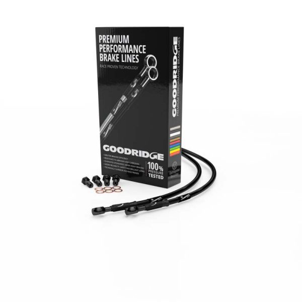 Goodridge 81-83 Kawasaki Z650F2-F4 Black Front SS Brake Lines w Black Fittings For Sale