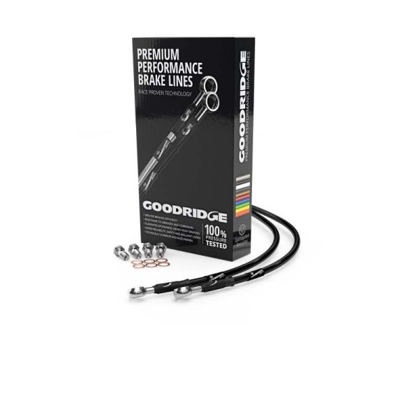 Goodridge 87-91 Kawasaki GPX750R Black Rear SS Brake Lines For Discount